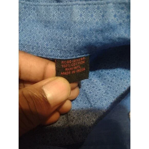 Rafter C Mens Button Down Shirt Blue All Over Print Golf Shirt Long Sleeve XL - Picture 12 of 14